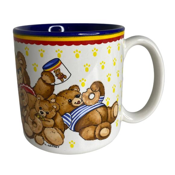 Vintage Potpourri Press Mug 1987 Teddy Bears Eating Donuts Marvelous Mugs - Picture 5 of 5